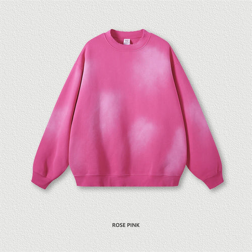 Obsidian Phoenix Unisex Luxury Gradient Fleece Sweatshirt - 375gsm Monkey Washed O-Neck Loose-Fit Pullover