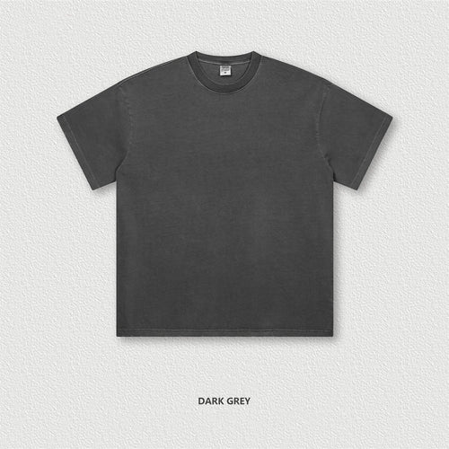 Obsidian Phoenix Unisex Luxury Vintage Washed Cotton T-Shirt - 260gsm Distressed Ripped Solid Tee