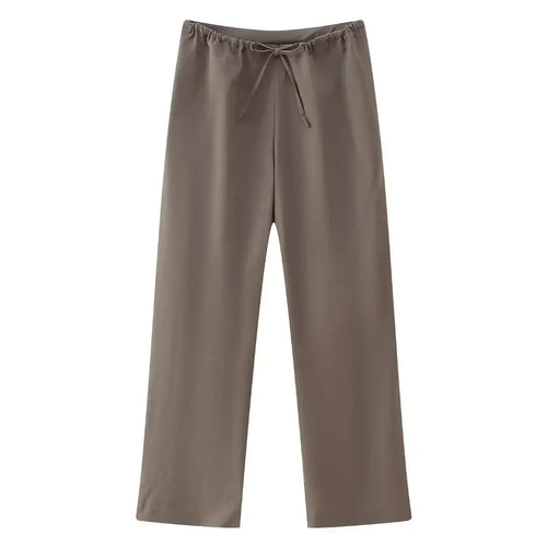 Celestial Comfort Two-Piece Set - Brown Pleated Halter Top & Straight Pants, Vintage Chic Women’s Pantsuit - Celestial Comfort Clothing