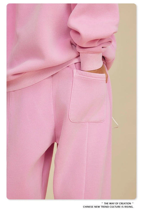 Obsidian Phoenix Luxury 355gsm Washed Fleece Sweatpants - Unisex Retro Loose-Fit Warm Joggers