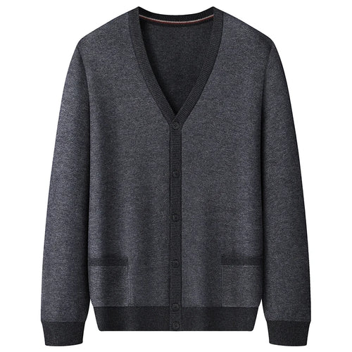 Obsidian Phoenix Luxury 100% Wool Cardigan - High-End Soft Warm Sweatercoat for Men in Sizes Up to 8XL