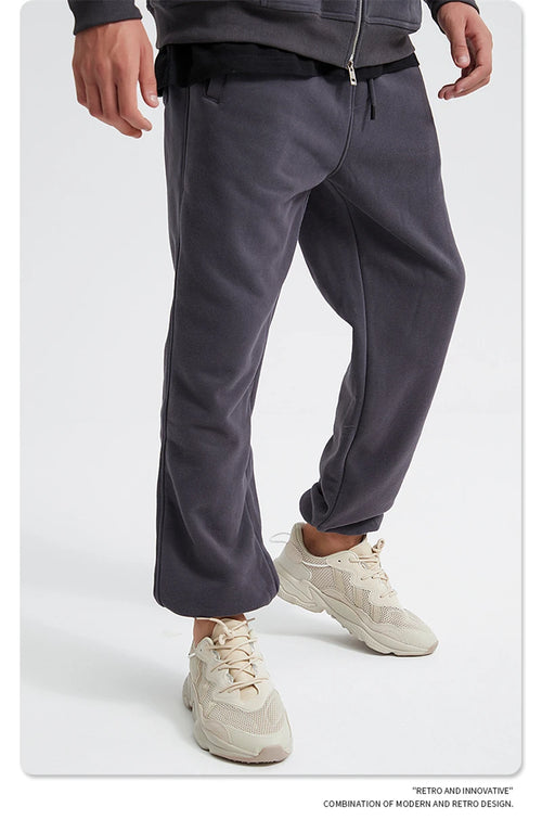 Obsidian Phoenix Unisex Luxury Fleece Sweatpants - 360gsm Loose-Fit Knitted Solid Tracksuit Pants