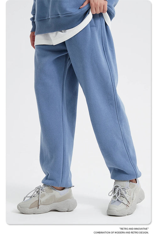 Obsidian Phoenix Unisex Luxury Fleece Sweatpants - 360gsm Loose-Fit Knitted Solid Tracksuit Pants