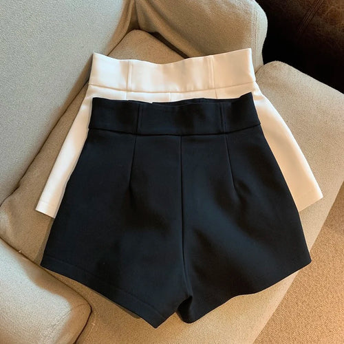 Celestial Comfort High-Waisted A-Line Shorts - Black Slim Fit, Harajuku-Inspired Hot Girl Casual Wear - Celestial Comfort Clothing