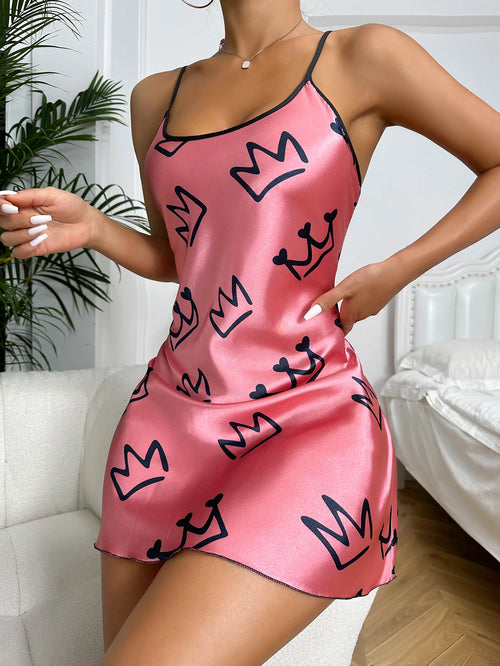 Obsidian Phoenix Women's Luxury Heart Print Nightdress