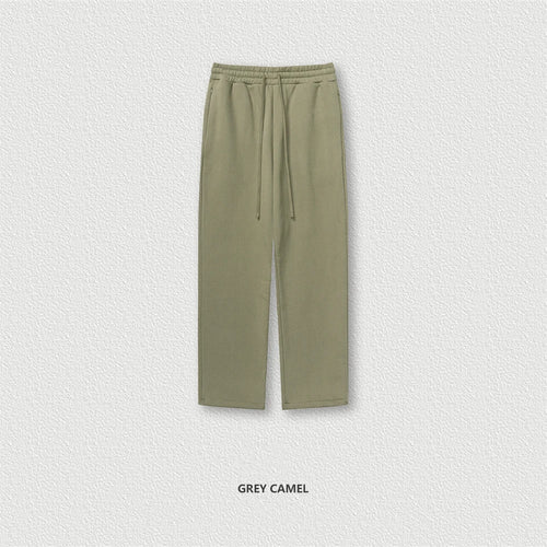Obsidian Phoenix Unisex Luxury Fleece Straight Pants - 345gsm Solid Loose-Fit Sport Trousers with Zipper Pockets
