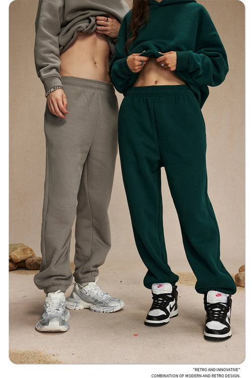 Obsidian Phoenix Unisex Luxury Solid Fleece Sweatpants - 400gsm Basic Loose-Fit Warm Joggers