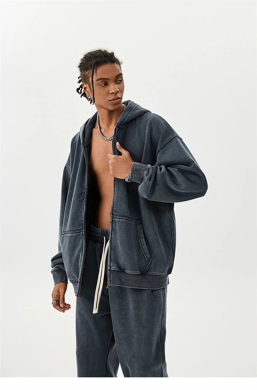 Obsidian Phoenix LuxuryWashed Fleec Hoodie - Oversized Sleeve 355gsm Winter Pullover