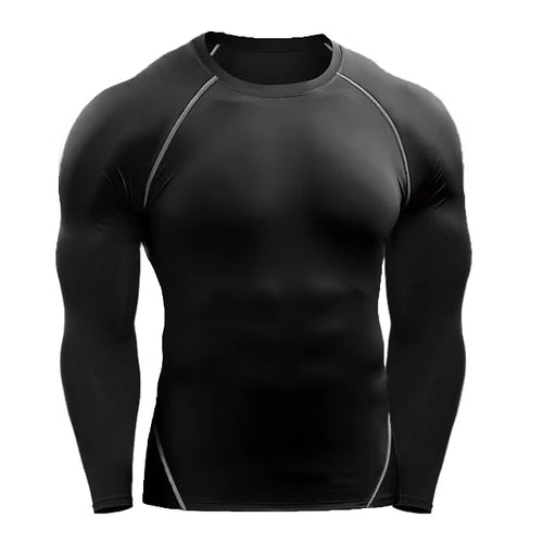 Obsidian Phoenix Men's Luxury Compression Long Sleeve T-Shirt - Elastic Gym and Fitness Training Athletic Running Top