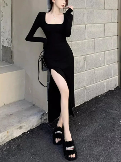 Obsidian Phoenix Women's Luxury Side-Slit Bodycon Dress