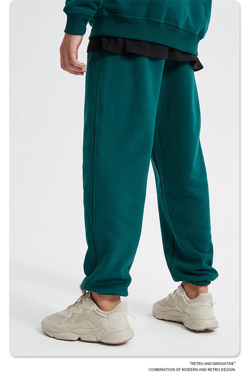 Obsidian Phoenix Unisex Luxury Fleece Sweatpants - 360gsm Loose-Fit Knitted Solid Tracksuit Pants
