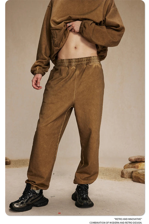 Obsidian Phoenix Unisex Luxury Washed Sweatpants - 450gsm Vintage Heavyweight Distressed Joggers