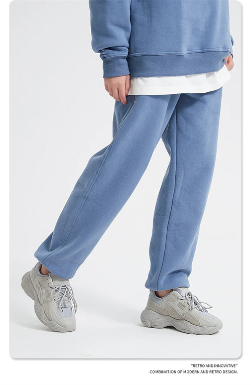Obsidian Phoenix Unisex Luxury Fleece Sweatpants - 360gsm Loose-Fit Knitted Solid Tracksuit Pants