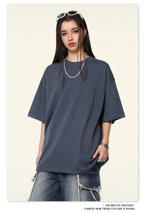 Obsidian Phoenix Unisex Luxury Heavyweight T-Shirt - 345gsm Solid Loose-Fit 100% Cotton Basic Tee