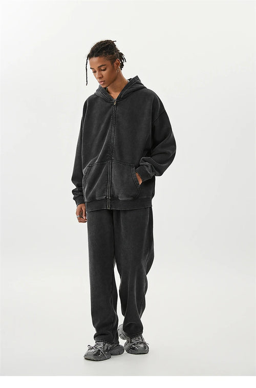 Obsidian Phoenix LuxuryWashed Fleec Hoodie - Oversized Sleeve 355gsm Winter Pullover