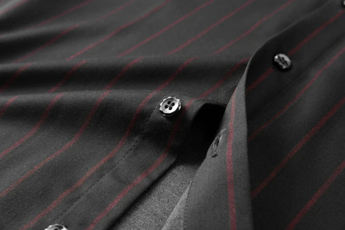 Obsidian Phoenix Luxury Striped Business Shirt - High-End Loose-Fit Men’s Casual Dress Shirt in Sizes Up to 8XL