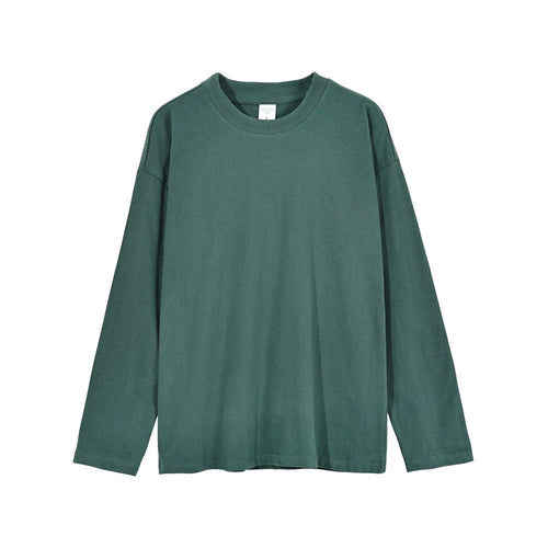 Obsidian Phoenix Unisex Luxury Solid Cotton T-Shirt - 230gsm Loose-Fit O-Neck Long-Sleeve Tee
