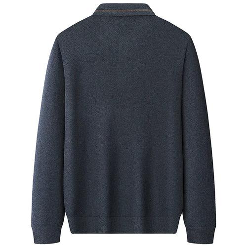 Obsidian Phoenix Luxury 100% Wool Lapel Sweater - Top-Grade Soft Warm Men’s Long Sleeve Pullover Jumper in Sizes Up to 8XL