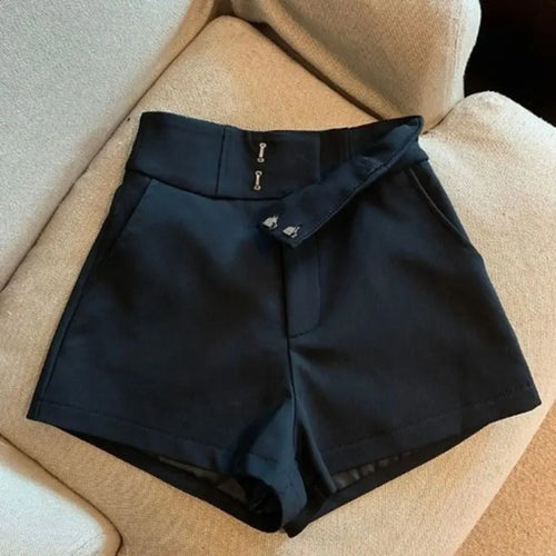 Celestial Comfort High-Waisted A-Line Shorts - Black Slim Fit, Harajuku-Inspired Hot Girl Casual Wear - Celestial Comfort Clothing