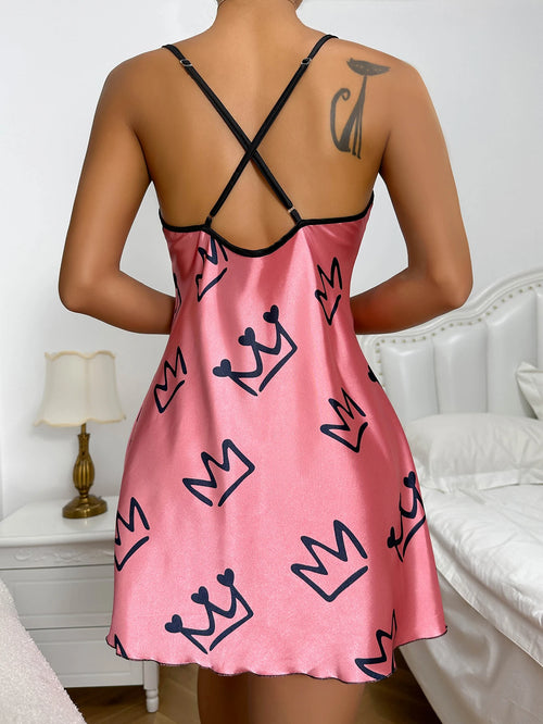 Obsidian Phoenix Women's Luxury Heart Print Nightdress