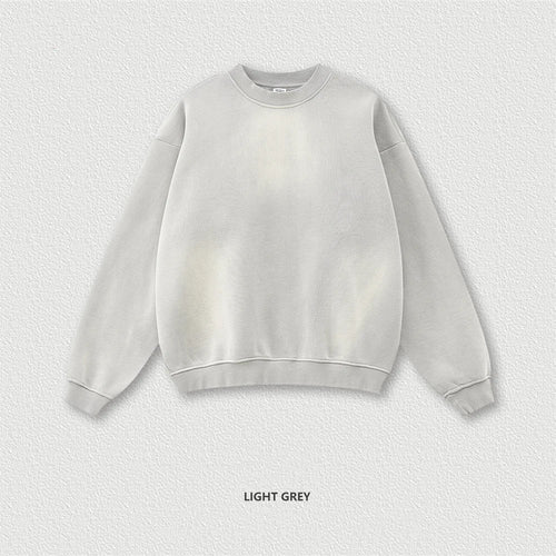 Obsidian Phoenix Unisex Luxury Monkey Washed Fleece Sweatshirt - 332gsm Vintage Loose-Fit Knitted O-Neck Pullover