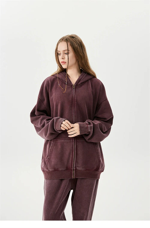 Obsidian Phoenix LuxuryWashed Fleec Hoodie - Oversized Sleeve 355gsm Winter Pullover