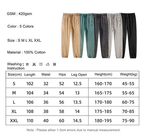 Obsidian Phoenix Luxury 420gsm Batik Washed Cotton Sweatpants - Unisex Loose-Fit Heavyweight Retro Joggers