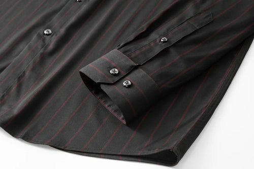 Obsidian Phoenix Luxury Striped Business Shirt - High-End Loose-Fit Men’s Casual Dress Shirt in Sizes Up to 8XL