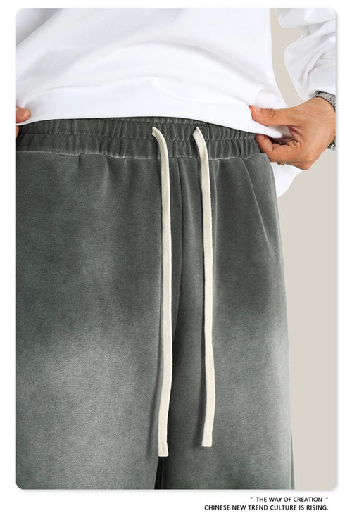 Obsidian Phoenix Unisex Luxury Monkey Washed Fleece Pants - 370gsm High Street Warm Oversized Straight Sweatpants