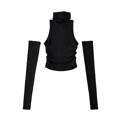 Celestial Comfort Turtleneck Crop Top - Oversleeve, Slim Fit Streetwear Tee - Celestial Comfort Clothing