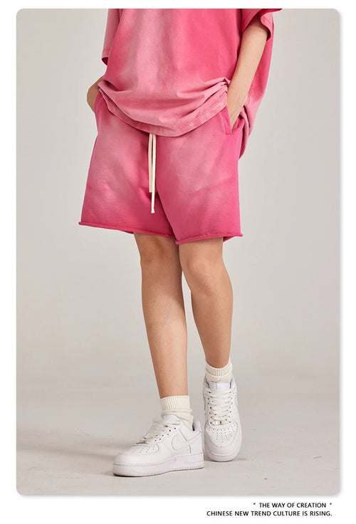 Obsidian Phoenix Unisex Luxury Solid Cotton Shorts - High Street Side-Slit Knee-Length Pants