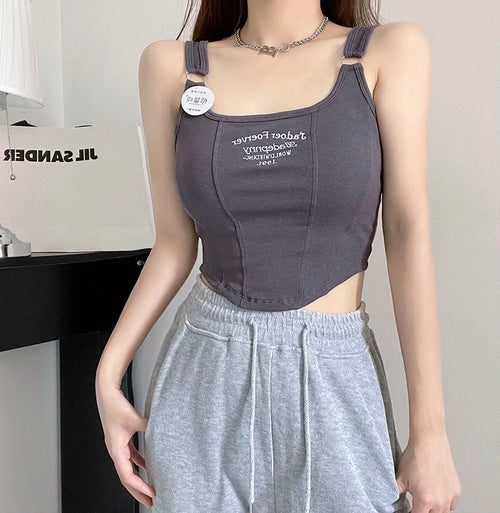 Celestial Comfort Striped Tank Top - Sexy Sleeveless Crop with Built-in Bra Pad, Solid Color Exposed Navel Style - Celestial Comfort Clothing