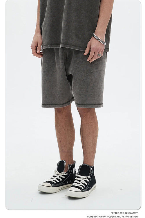 Obsidian Phoenix Unisex Luxury Batik Washed Shorts - 400gsm High Street Knee-Length Cotton Shorts