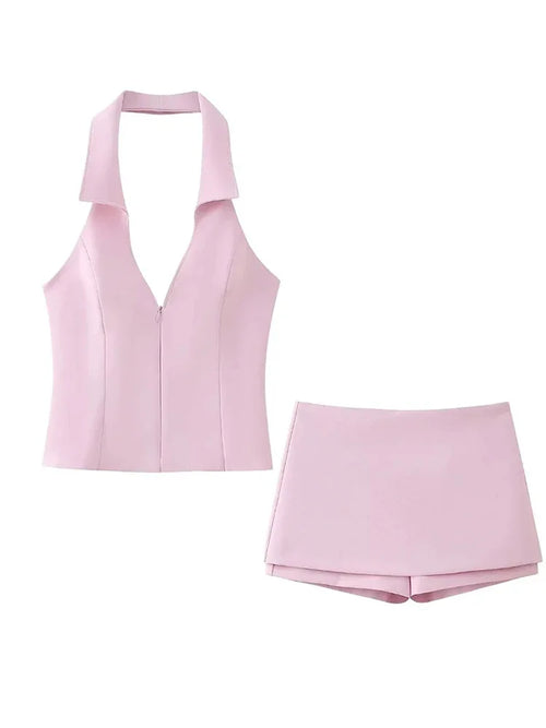 Obsidian Phoenix Women's Luxury Pink Shorts Set