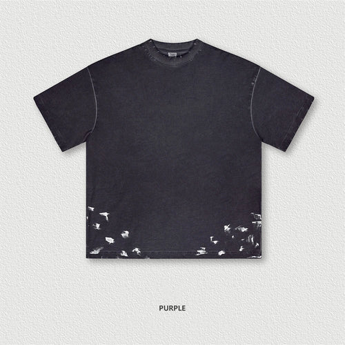 Obsidian Phoenix Unisex Luxury Heavyweight Washed T-Shirt - 310gsm Oversized Splash-Ink Cotton Tee