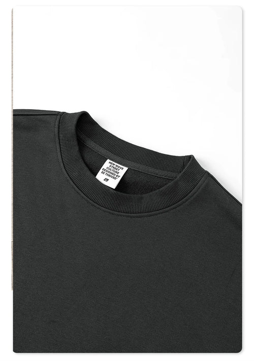 Obsidian Phoenix Unisex Luxury Solid Sweatshirt - 360gsm Loose-Fit O-Neck Pullover