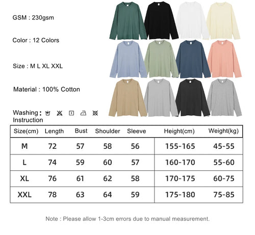 Obsidian Phoenix Unisex Luxury Solid Cotton T-Shirt - 230gsm Loose-Fit O-Neck Long-Sleeve Tee