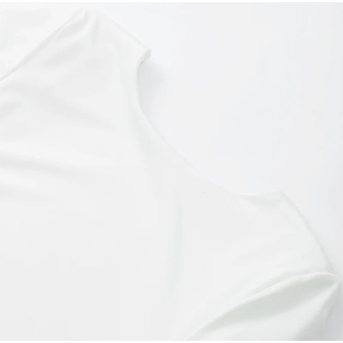 Celestial Comfort Backless White Long Sleeve Dress - Slim Fit, Pleated Elegant Design, Round Neck Evening Gown - Celestial Comfort Clothing