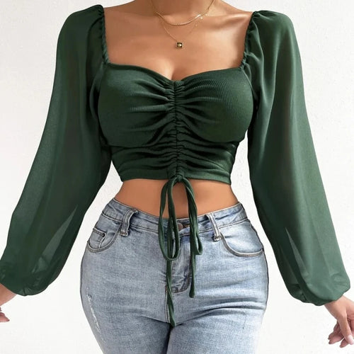 Obsidian Phoenix Women's Luxury Puff Sleeve V-Neck Top