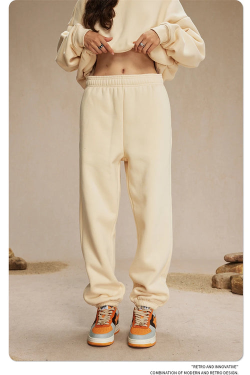 Obsidian Phoenix Unisex Luxury Solid Fleece Sweatpants - 400gsm Basic Loose-Fit Warm Joggers