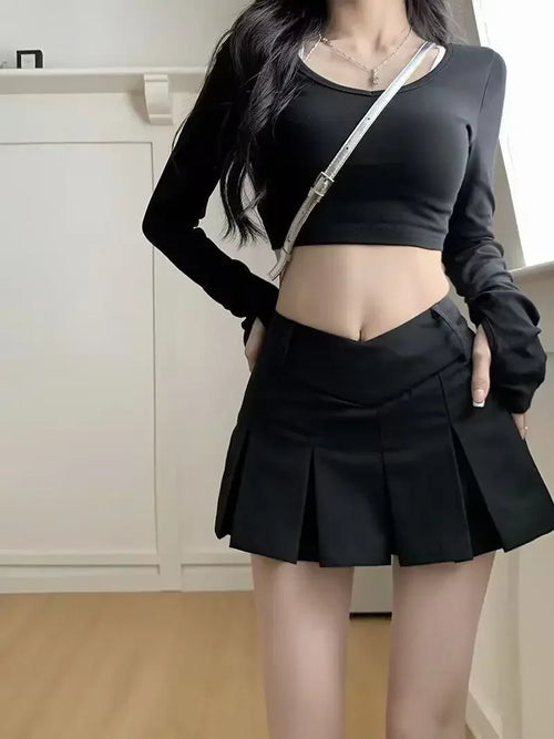 Celestial Comfort V-Waist Pleated Mini Skirt - Celestial Comfort Clothing