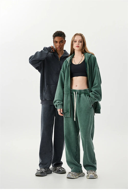 Obsidian Phoenix LuxuryWashed Fleec Hoodie - Oversized Sleeve 355gsm Winter Pullover