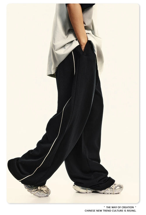 Obsidian Phoenix Unisex Luxury 100% Cotton Pants - 380gsm Oversized Straight-Leg Loose Trousers