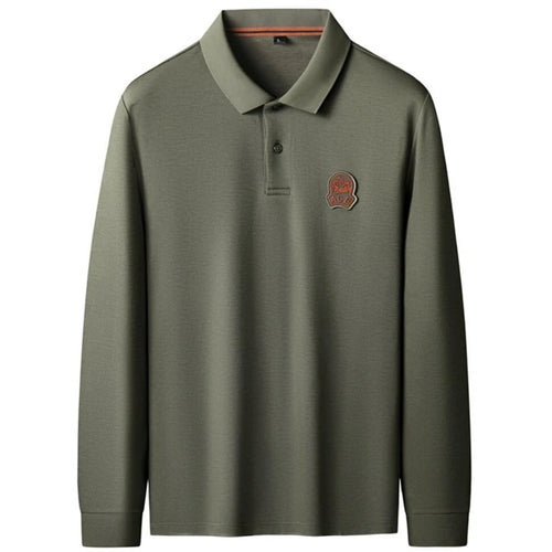 Obsidian Phoenix Luxury Embroidered Polo Shirt - High-End Long Sleeve Men’s Fashion Shirt in Sizes Up to 8XL