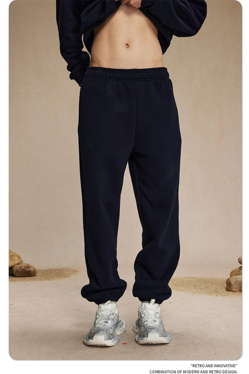 Obsidian Phoenix Unisex Luxury Solid Fleece Sweatpants - 400gsm Basic Loose-Fit Warm Joggers