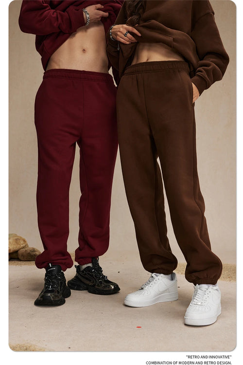 Obsidian Phoenix Unisex Luxury Solid Fleece Sweatpants - 400gsm Basic Loose-Fit Warm Joggers