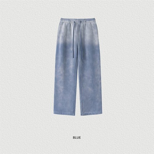 Obsidian Phoenix Unisex Luxury Washed Fleece Pants - 332gsm Retro High Street Warm Oversized Straight-Leg Trousers