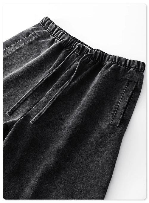 Obsidian Phoenix Unisex Luxury Washed Sweatpants - 420gsm Vintage Heavyweight Loose-Fit Drawstring Joggers