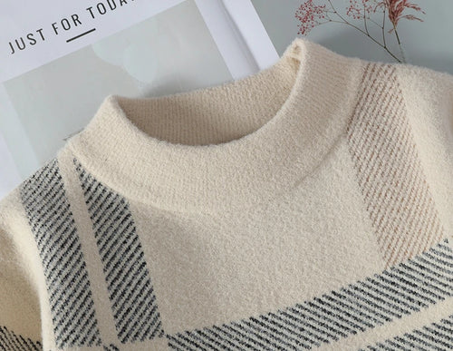 Obsidian Phoenix Luxury Mink Cashmere Sweater - High-End Long Sleeve Slim Fit Striped Men’s Christmas Jumper