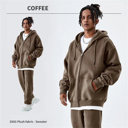 Obsidian Phoenix Luxury 350gsm Fleece Sweatpants and Zipper Hoodie Set